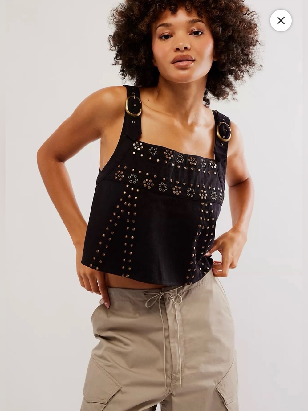 Free People Black Studded Square-Neck Camisole